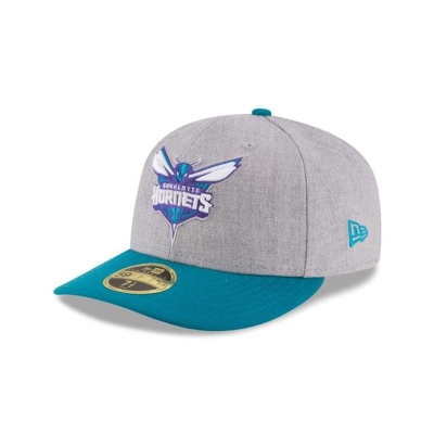 Grey Charlotte Hornets Hat - New Era NBA Heather Low Profile 59FIFTY Fitted Caps USA7052891